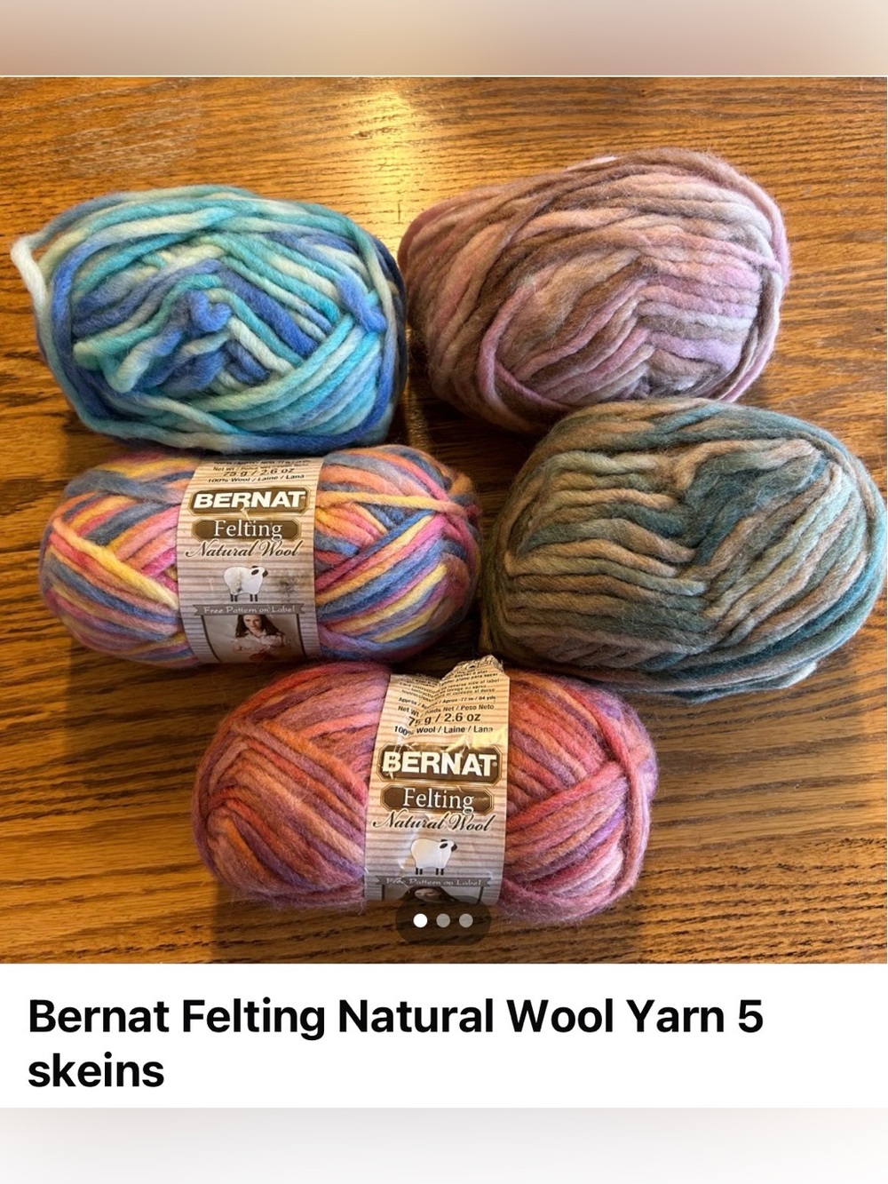 🧶 Bernat Felting Natural Wool Yarn – 5 Skein Lot – DISCONTINUED
